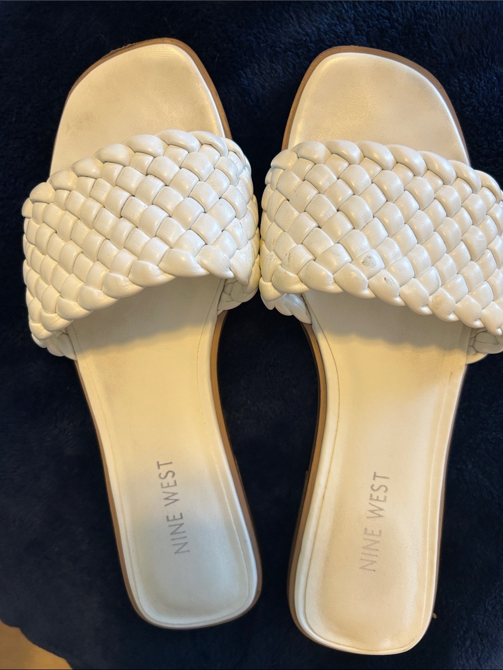 Nine West white Braided Slide Sandals